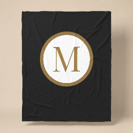 Anpassad svart & guld mittenförsegling monogram fleecefilt