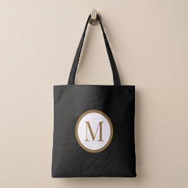 Anpassad svart & guld mittenförsegling monogram tygkasse