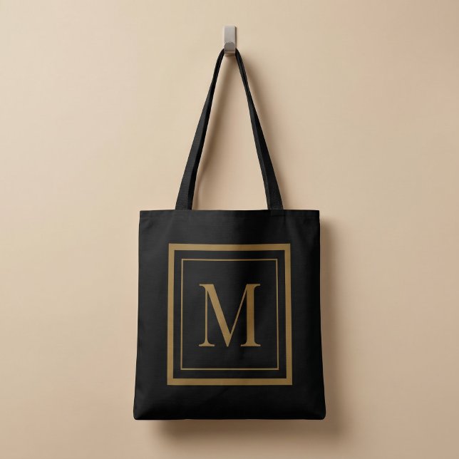 Anpassad svart & guld ram monogram tygkasse (Skapare uppladdad)
