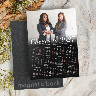 Anpassad svart kalender 2027 Magnetisk kort med eg