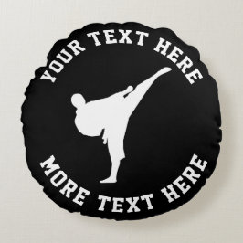 Anpassad svart karate spark kampsport rund kudde