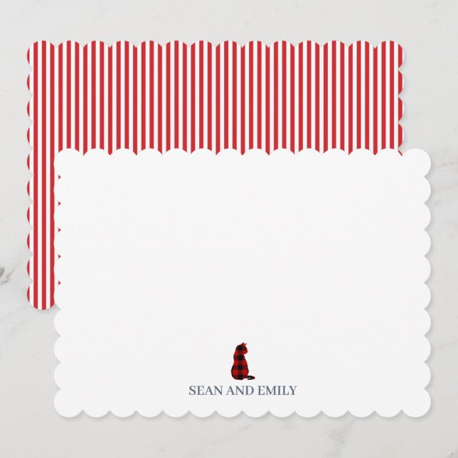 Anpassad svart katt randig logotyp brevpapper tack kort (Fram/baksida)