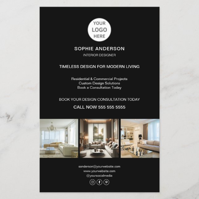 Anpassad svart logotyp professionell verksamhet flygblad (Framsidan)