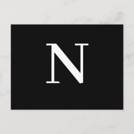 Anpassad svart modern alfabet initial design vykort