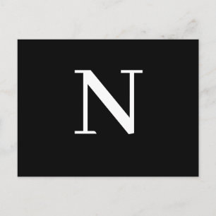Anpassad svart modern alfabet initial design vykort