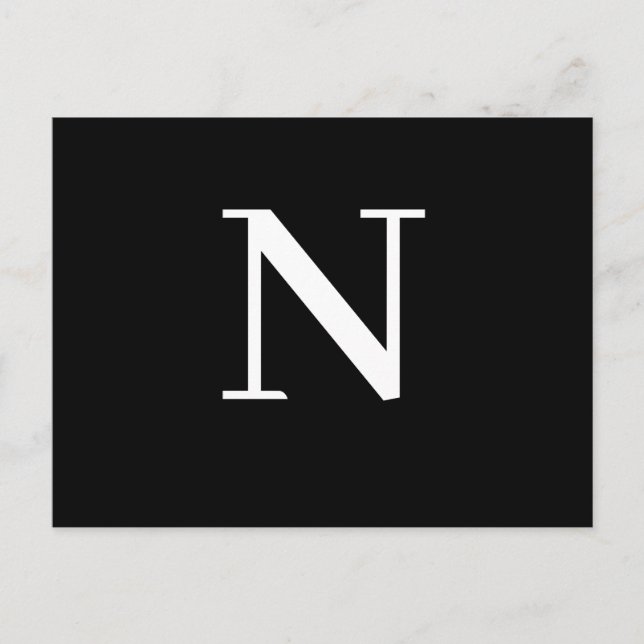 Anpassad svart modern alfabet initial design vykort (Framsida)