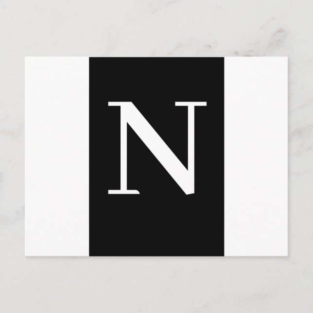 Anpassad svart modern minimalistisk bokstavsdesign vykort (Framsida)