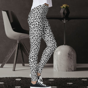 Anpassad svart och grå safari leopard tryckmönster leggings
