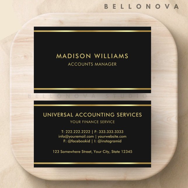 Anpassad svart och guld Premium professionell Visitkort (Custom Black and Gold Premium Professional Business Card)