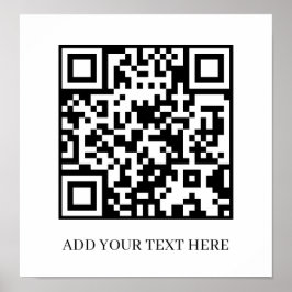 Anpassad svart QR-kod | Minimalistisk textvisning Poster