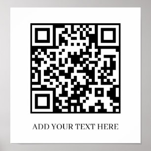 Anpassad svart QR-kod Minimalistisk textvisning Poster