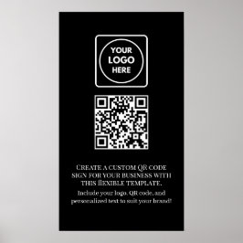 Anpassad svart QR-kod | Professionell verksamhet  Poster