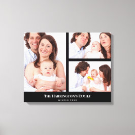Anpassad svart ram för familjefotocollage med 3 se canvastryck