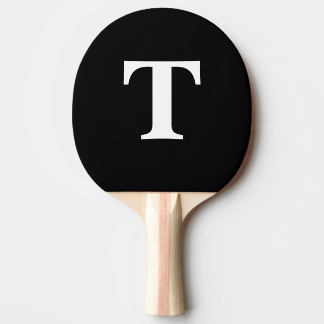 Anpassad svart solid modern monogram pingisracket (Framsidan)