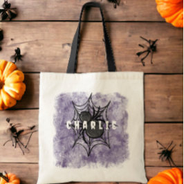 Anpassad svart spindel trick or treat Halloween-go Tygkasse