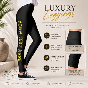 Anpassad svart textleggings för stilren komfort leggings