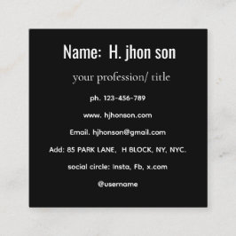 Anpassad svart visitkort | Elegant professionell