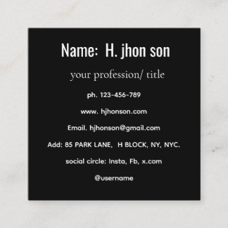 Anpassad svart visitkort | Elegant professionell