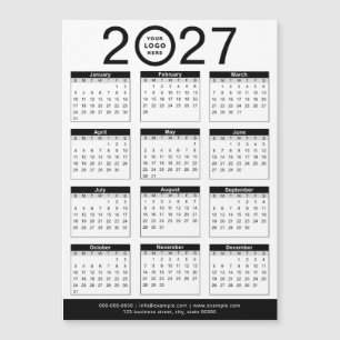 Anpassad Svart Vit 2027 Kalender & Företagets Logo