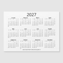 Anpassad svart-vit 2027-kalender med din text