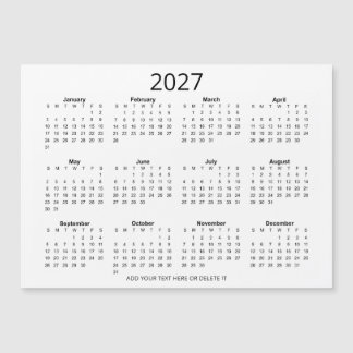 Anpassad svart-vit 2027-kalender med din text