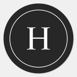 Anpassad svart-vit elegant monogram runt klistermärke