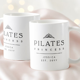 Anpassad svart-vit minimalistisk Pilates prinsessa Kaffemugg