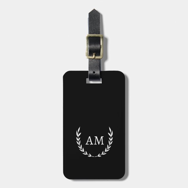 Anpassad svart-vit monogram bagagebricka (Vertikal Framsida)