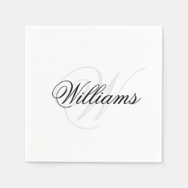 Anpassad svart-vit monogram initial bokstav namn pappersservett