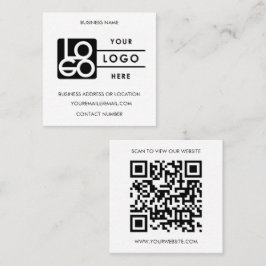 Anpassad svart-vit QR-kod logotyp Webbplats Fyrkantigt Visitkort