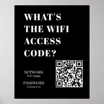 Anpassad Svart WiFi QR | Nätverkslösenordsdisplay