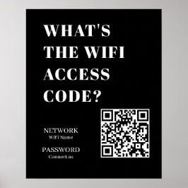 Anpassad Svart WiFi QR | Nätverkslösenordsdisplay Poster