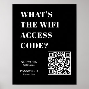 Anpassad Svart WiFi QR   Nätverkslösenordsdisplay Poster