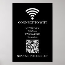 Anpassad Svart WiFi QR | Nätverkslösenordsdisplay