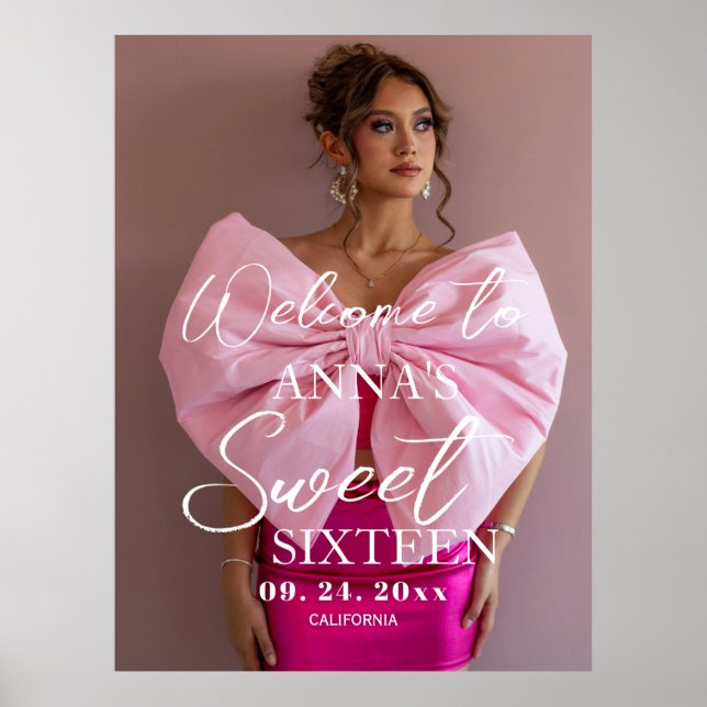 Anpassad Sweet 16 Modern Välkomstskylt för Foto Poster (Framsidan)