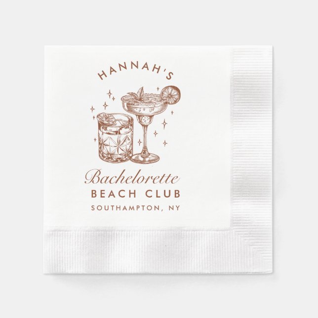 Anpassad Systerbrud Retro Cocktail Brun Pappersservett (Framsidan)