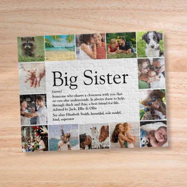 Anpassad systerdefinition Citat 14 Fotocollage Pussel (Custom Sister Definition Quote 14 Photo Collage Jigsaw Puzzle)