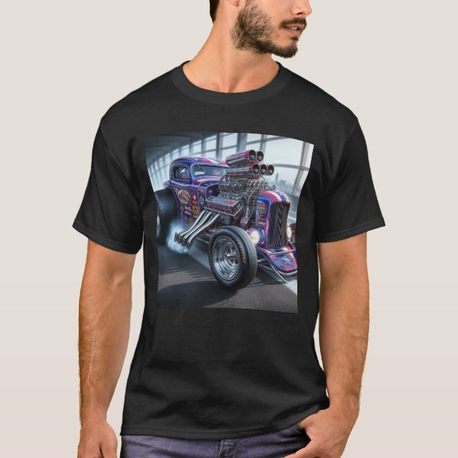 Anpassad T-shirt för klassisk dragsterbil (Framsida)