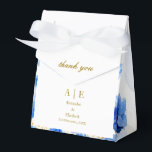 Anpassad Tack Guld Skript Blå Vallmo Presentaskar<br><div class="desc">Tack hälsning i guld med färska blå vallmor och elegant gulddekoration
Anpassa bröllop tack produkt och lägg till initialer,  namn och ett datum</div>
