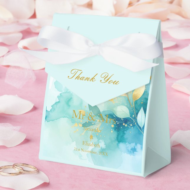 Anpassad Tack Guldbokstav Mr & Mrs Frisk Mint Presentaskar (Bröllop)