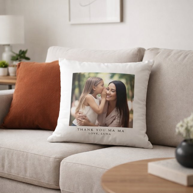 Anpassad Tack Mamma Foto och Text Kudde (Skapare uppladdad)