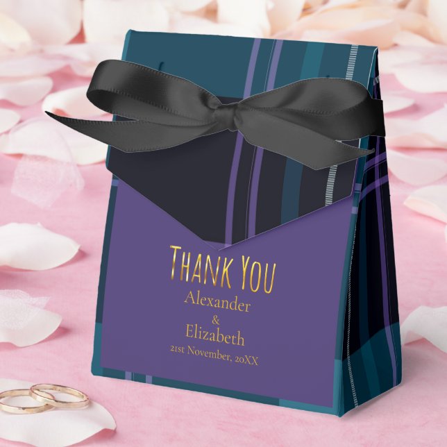 Anpassad Tack Svart Blå Rutig Presentaskar (Bröllop)