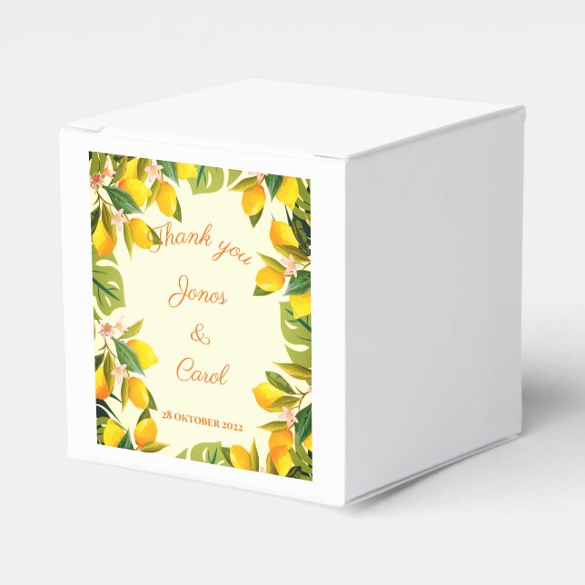 Anpassad tacksamhet fest vattenfärg vintage citron presentaskar (Framsidan Sidan)