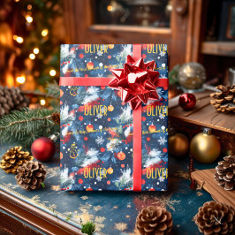 Anpassad tall och utsmyckningar jul presentpapper