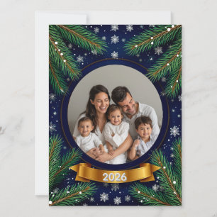 🎁 Anpassad tallkrans med foto Festiv jul Kort