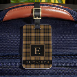 Anpassad Tan Brown Black Checkered Mönster Bagagebricka