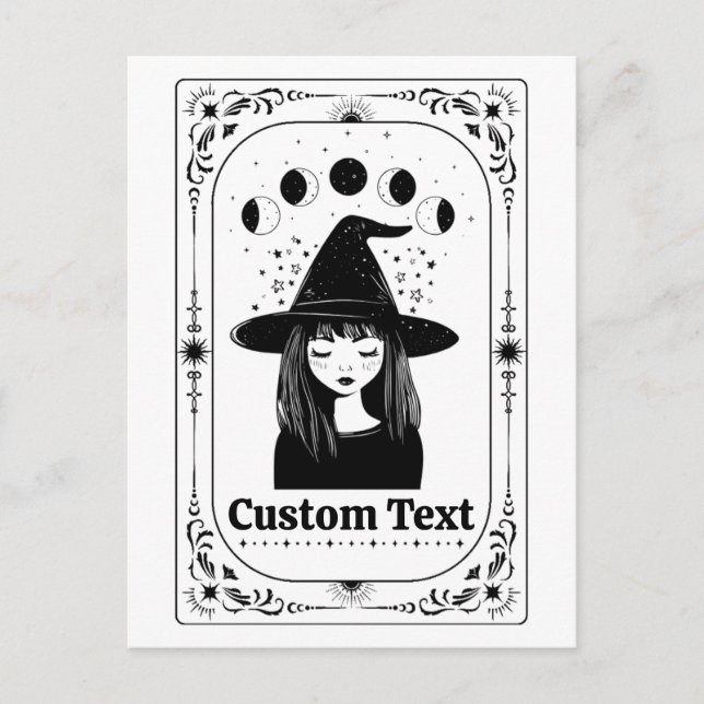 Anpassad Tarot Celestial Moon Whimsy Halloweenfest Vykort (Framsida)