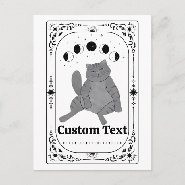 Anpassad Tarot: Roliga Kattdjur Zodiak Celestiala  Vykort (Framsida)