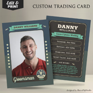 Anpassad Team Groom Trading Card, Bröllopspresent
