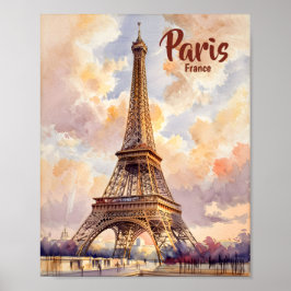 Anpassad Test Paris Eiffeltornet Frankrike Akvarel Poster